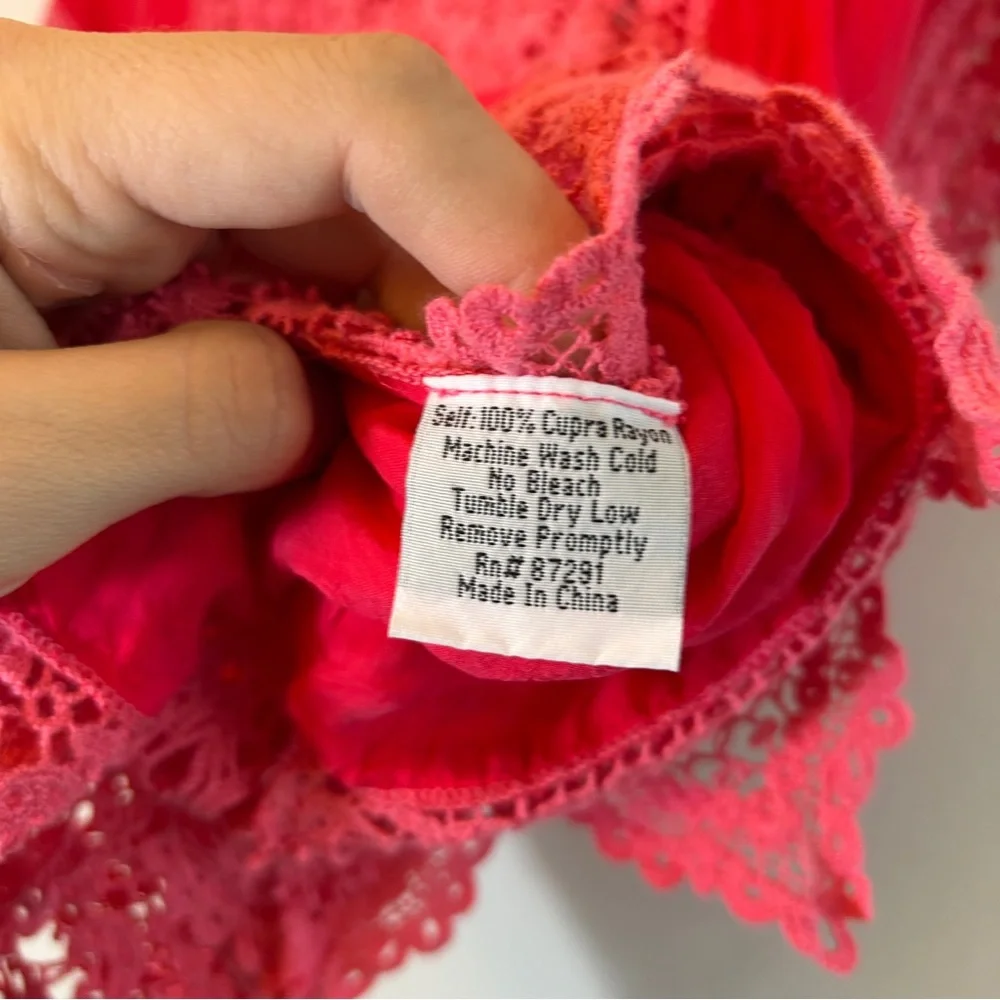 Johnny Was Pink Crochet Georgette Blouse Size M - Picture 5 of 6